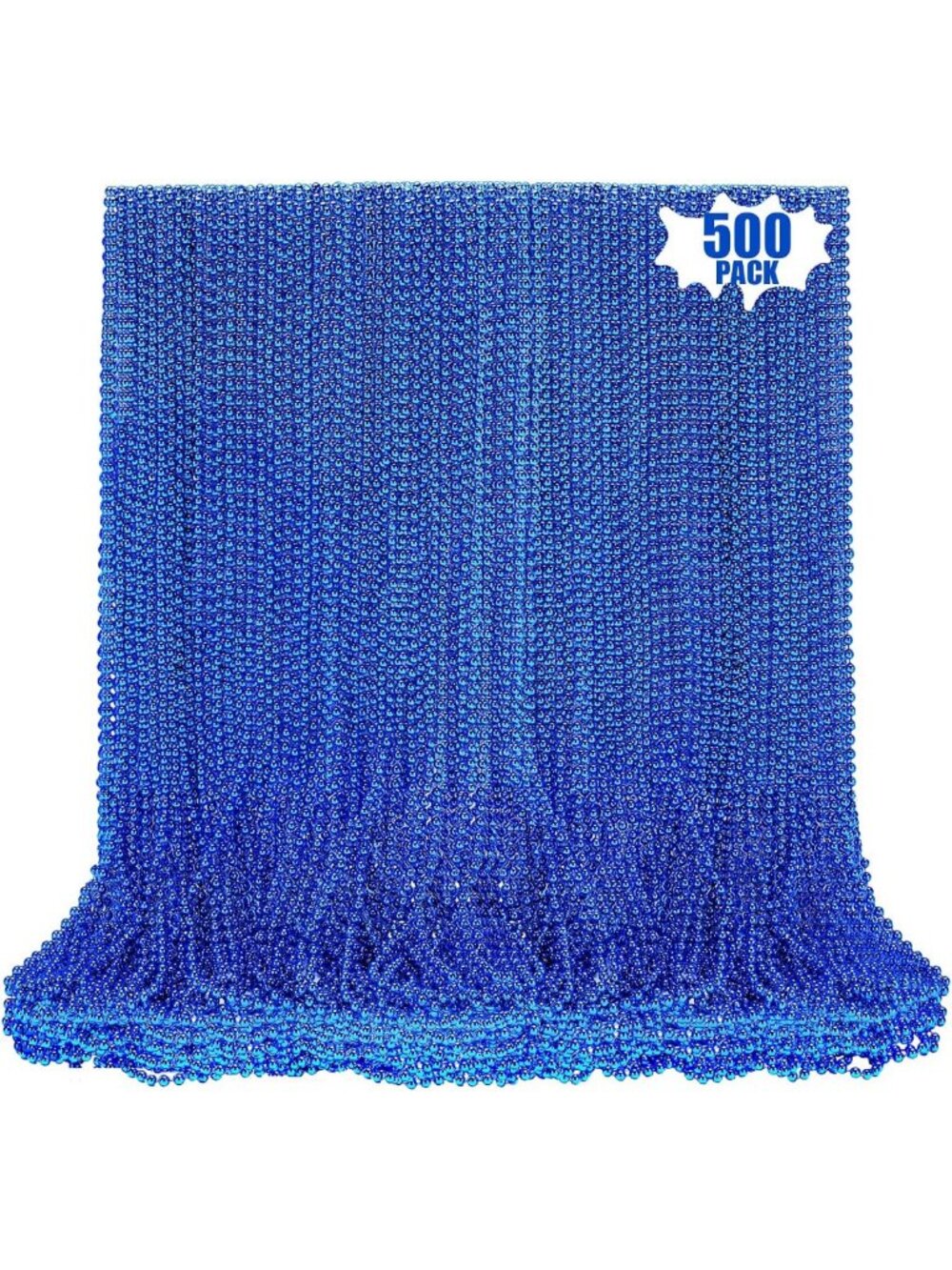500 PCS Blue Bead Necklace - 33 Inch Mardi Gras & Holiday Party Beads